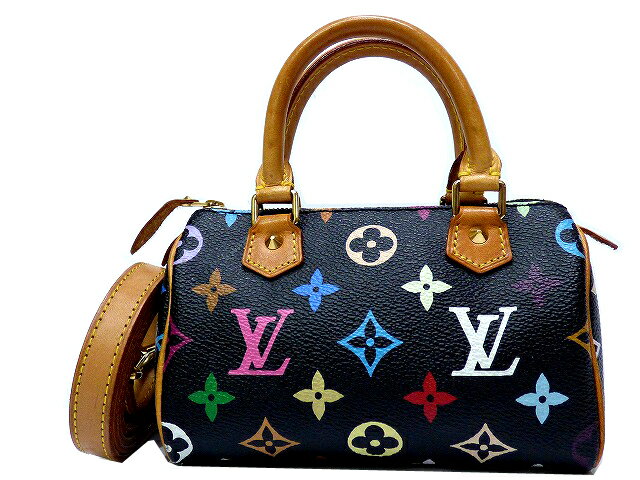 RARE Louis Vuitton LV Monogram Multicolore MINI SAC HL Speedy Black Handbag Bag