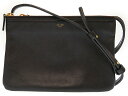 セリーヌ トリオバッグ レザー ショルダー クラッチバッグ ブラック 黒 0214 【中古】CELINE