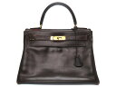 エルメス ケリー28 ハンドバッグ 内縫い ボックスカーフ ブラウン 茶 〇B刻印 0001【中古】HERMES ヴィンテージ 1972年製