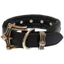 美品 クロムハーツ DOG CLR WNDR BREAD PYRMD レザー リード 犬用 首輪 シルバー925 ピラミッド 黒 ブラック 0061 【中古】CHROME HEARTS