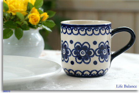 ドイツ　カンネギーサ陶器　マグカップ　（ブルーフラワー） PT017