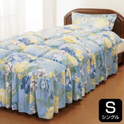 やわらかフェザーフリル付きベッド布団(同柄枕カバー付き)シングル