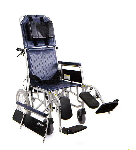 スチール製フルリクライニング介助用車椅子　RR43-NB【カワムラサイクル】