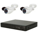 防犯カメラ 監視カメラ【2台セット】CMOSセンサ搭載屋外用カメラ+500GBHDD高性能搭載レコーダーセットスマホ遠隔監視対応【防水・暗視】【送料無料!!】