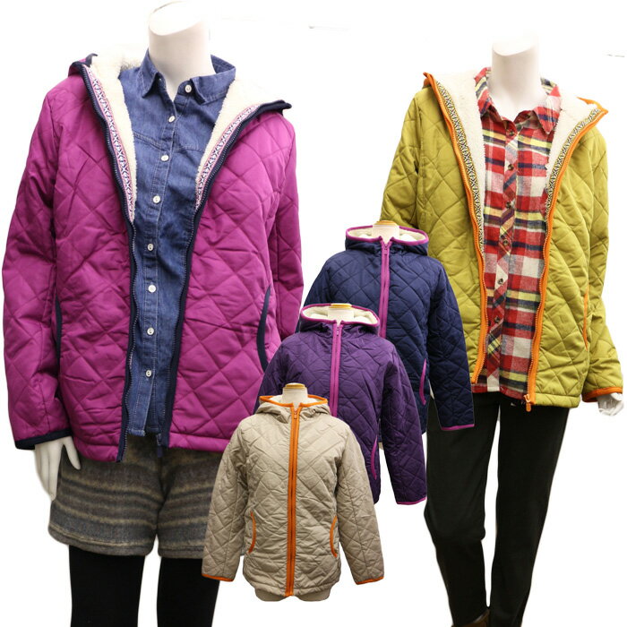 山ガールファッションにマウンテンパーカー【18831(44168)】ウインドブレーカー/アウトドアにウィンドブレーカー/裏ボアフリースであったかキルティングジャケット ナイロンジャケット/ナイロンパーカー/ブルゾン/キルティングコート レディース【メール便不可】