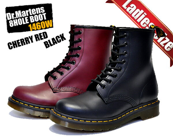 Dr.Martens WMNS 8HOLE BOOTS <strong>1460</strong>W（BLACK/CHERRY RED） <strong>ドクターマーチン</strong> 8ホール ショート ブーツ レディース チェリーレッド 11821600 ブラック 11821006 レースアップ ワーク レディス　送料無料