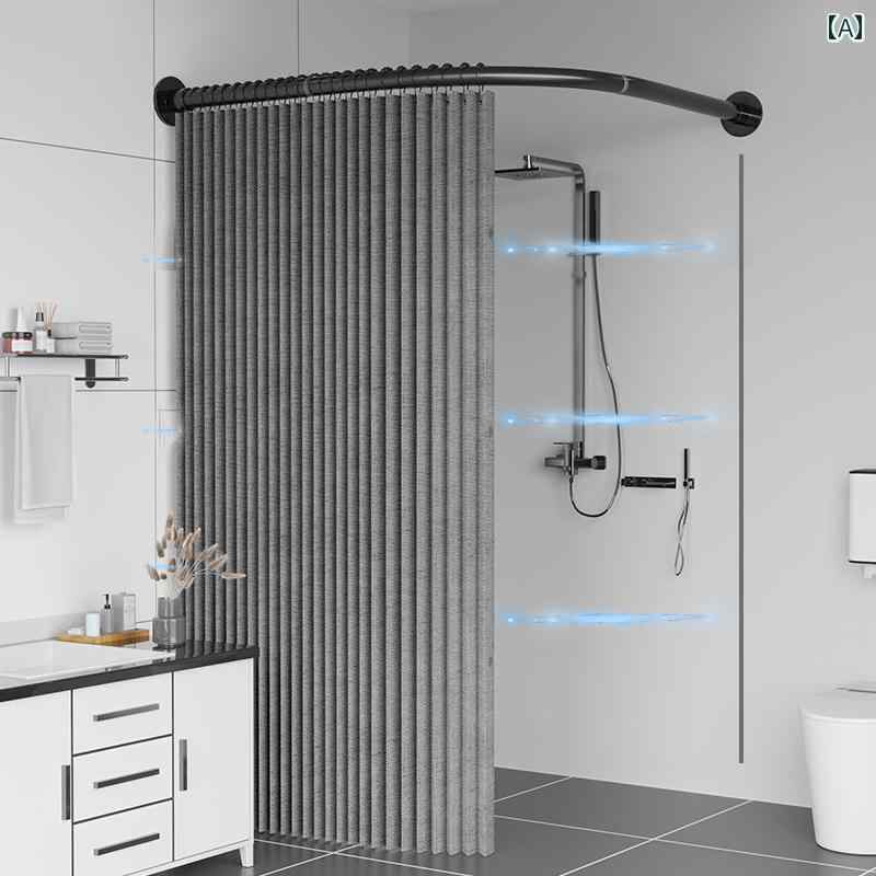 湾曲 折りたたみ 式 シャワー カーテン マグネット セット パンチ フリー と バスタブ バス の 仕切り 防水 ルーム.カラフルカラーオシャレ