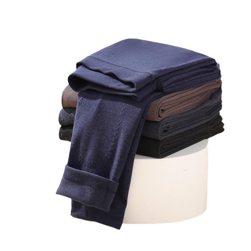 レギンス メンズ 男性用 ウール混 護膝 ロングタイツ 保温 インナー 腹巻付き あったか 裏起毛 伸縮性 厚手 無地 黒 ブラック グレー 紺 ネイビー