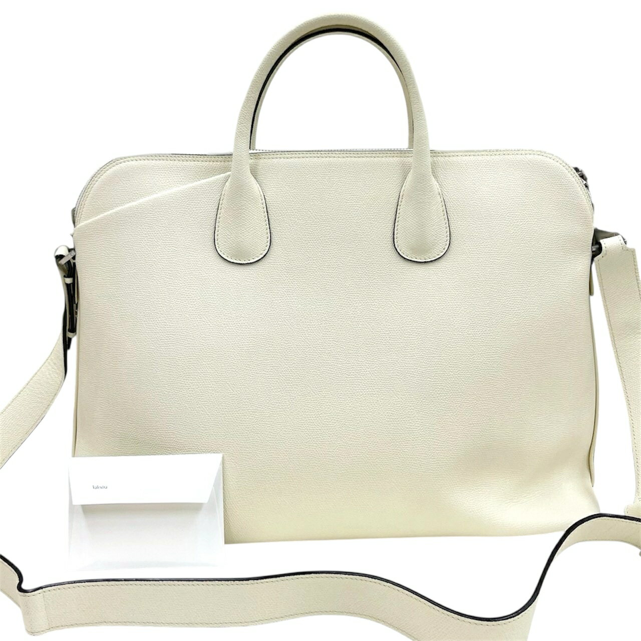 【中古】ヴァレクストラ　マイロゴ　2way　ビジネスバッグ　レザー　ブリーフケース　白　2020年　V4D90-28-W-RD　Valextra　《送料無料》