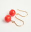 【SALE】レッドコーラルの一粒ピアス 14KGF 天然石アクセサリー ゴールドフィルドジュエリー さくらんぼカラー 1,900円