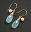 【再入荷】シーブルーカルセドニー・パールのピアス(ペアシェイプカット・S)14KGF/天然石アクセサリー・ゴールドフィルドジュエリー 3,400円