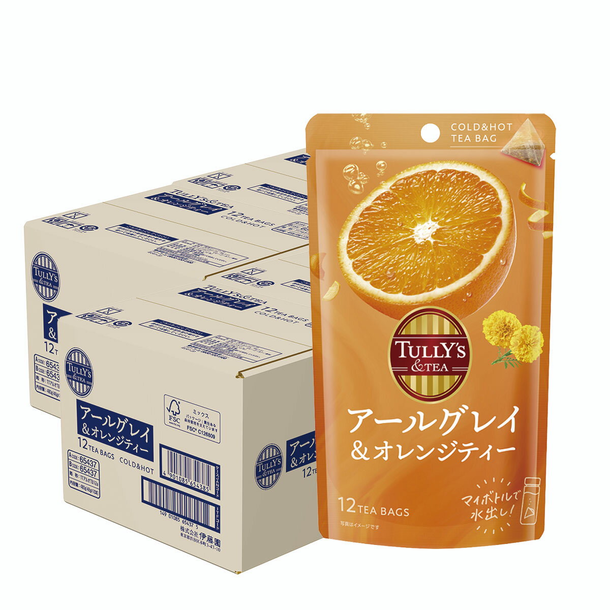【送料無料】伊藤園 TULLY’S &TEA アールグレイ&オレンジティー 48g(12袋)×40個 紅茶 ティーバック 水出し お湯だし