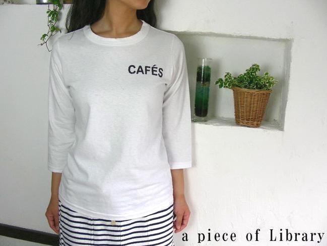 a piece of Library ア ピース オブ ライブラリー 度詰天竺CAFE'S 7分袖Tシャツ再入荷♪メール便OK！