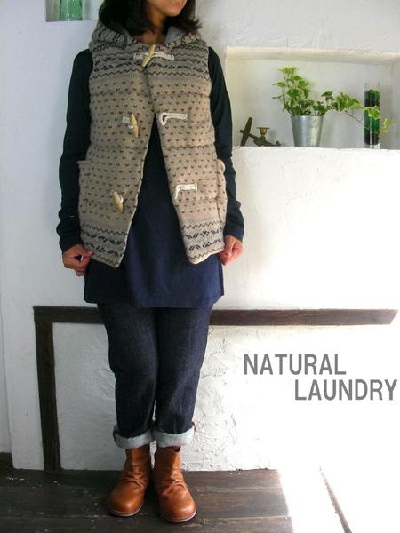 NATURAL LAUNDRY ナチュラルランドリー ラム中綿フードベスト★SALE 25％→35％OFF★6色2サイズあり。