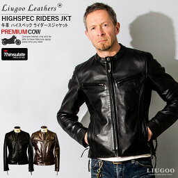 Liugoo Leathers 本革 高機能防寒仕様<strong>シングルライダース</strong>ジャケット メンズ リューグーレザーズ SRSCW01C レザージャケット バイカージャケット 革ジャン 皮ジャン 本皮ジャンパー ライディング モーターサイクル シンサレート 海外発送可 AP