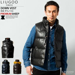 LIUGOO 本革 <strong>レザー</strong><strong>ダウンベスト</strong> メンズ リューグー VST05A <strong>レザー</strong>ジャケット/ダウンコート 革ジャン/皮ジャン/ロッキーマウンテン/上質/天然羽毛/毛皮/ラグカジ/暖かい/秋冬/海外発送可