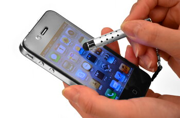 【アクセサリータッチペンL】iPad2、iPhone4S、iPodtouch、スマートフォン(スマホ)対応タッチパネル専用ストラップタッチペンドット柄がアクセント!使わないときはストラップに!