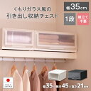 収納ケース 1段 プラスチック製 引き出し 日本製【クリアチェストC350-1】奥行45cm 幅35cm 服 押入れ クローゼット 衣替え おしゃれ キャビネット リビング 衣装ケース 透明 巣ごもり