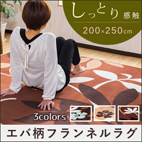【送料無料】フランネルラグマットラグカーペット250*200cm絨毯じゅうたんラグマットフラウミー250×200センチ床暖房対応ホットカーペット対応センターラグオールシーズン約3畳用不織布滑り止め加工軽量【新生活2016】
