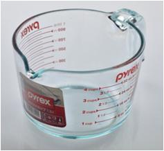パイレックス/pyrex　取っ手付きメジャーカップ　1L電子レンジ・オーブンOKの物理強化ガラス製計量カップ。