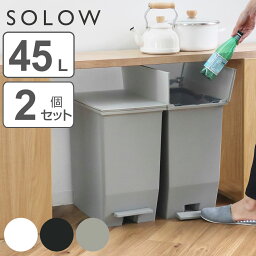 【レビュー特典付き】 <strong>ゴミ箱</strong> 45L SOLOW 同色2個<strong>セット</strong> ペダルオープンスリム （ ごみ箱 <strong>45リットル</strong> ソロウ 同色 2個 ペダル式 ふた付き 両開き 分別 棚下 スリム キッチン カウンター下 角型 高さ揃う シンプル おしゃれ ）