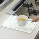 キッチントッププレート 鍋敷き 耐熱ガラス製 水玉 30×40cm ( 耐熱プレート キッチンシート 汚れ防止 キズ防止 キッチンプレート なべしき )