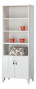 清潔感あるエレガントなグロスホワイトの収納キャビネット 本棚 モークレイ MCL-1555DWH 白