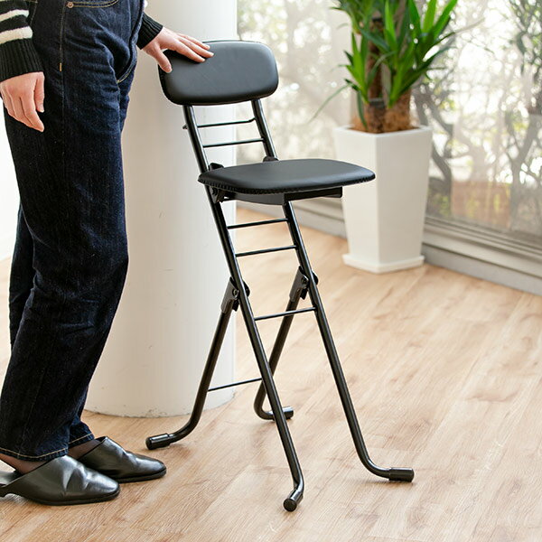 折りたたみ椅子　リリィチェア　クッションタイプ　6段階調節　ブラック （ チェア イス ）