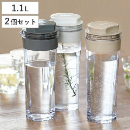 冷水筒 スリムジャグ 1.1L 横置き 縦置き <strong>耐熱</strong> 日本製 同色2本セット （ <strong>麦茶ポット</strong> ピッチャー 水差し 熱湯 白 麦茶 冷水ポット 約 1リットル プラスチック モノトーン ）