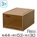 収納ケース Fits フィッツケースクローゼット ワイドL-53 ブラウン シール付 3個セット ( 送料無料 収納ボックス 引き出し 衣装ケース 衣類収納 プラスチック チェスト クローゼット 収納 fitsケース 引出し スタッキング キャスター取付可 丈夫 )