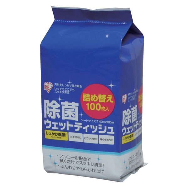 ウェットティッシュ詰め替えWTY-JT100　100枚入り殺菌　生活用品　日用品食事や帰宅の際に！【アイリスオーヤマ】楽天HC【e-netshop】【全品ポイント5倍！8/16 AM9::59まで】