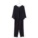 アースミュージックアンドエコロジー earth music&ecology SET2点 袖フレアートップス+パンツセット (Navy)