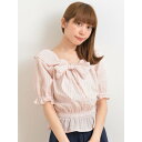 アースミュージックアンドエコロジー earth music&ecology 2wayストライプオフショルブラウス (Pink)