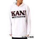 カールカナイ Karl Kani USラインベロア叩き付けワッペンプルパーカー (シロ)