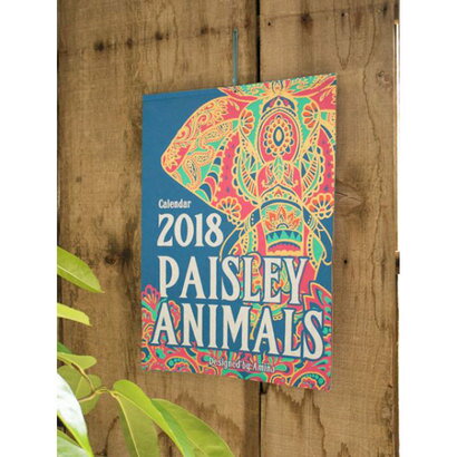 【チャイハネ】2018年カレンダー PAISLEY ANIMALS カラフル