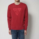 ゲス GUESS LARRY TRIANGLE LOGO FLEECE SWEAT (WHITE TULIP RED HEATHER)
