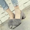 ヒルズスタイル hills style パンプス ファー スエード (グレー)