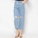 スタイルブロック STYLEBLOCK クラッシュダメージ加工ボーイズデニムクロップドパンツ (ライトブルー)