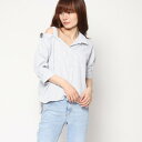 スタイルブロック STYLEBLOCK 先染めストライプアシンメトリーカラーシャツ (ネイビー)