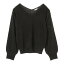 アースミュージックアンドエコロジー earth music&ecology Vネックレースニットプルオーバー (Black)