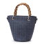 【アウトレット】マクレ ma clef バンブーハンドル バケツ型バッグ (NAVY)