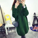クラシカルエルフ Classical Elf ざっくり可愛いハイネックニット 秋冬 トップス ワンピース セーター 温かい 大きいサイズ (グリーン)
