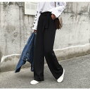 チュクラ chuclla ウエストリボン スラックス パンツ(ブラック)