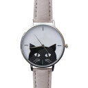 スマイルプロジェクト SMILE PROJECT 黒猫のモノトーン文字盤が可愛い腕時計 シンプルデザインの腕時計 ネコ ねこ SPST017-GRY (GRY)
