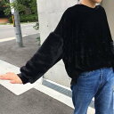 チュクラ chuclla ボリューム袖 ベロアトップス (ブラック)