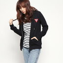 ゲス GUESS SMALL TRIANGLE LOGO HOODED ZIP UP PARKA (BLACK)