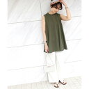 コカ coca エンボス加工ノースリーブAラインチュニック (Khaki)