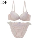【アウトレット】パリーゼ palissee 【EFカップ】フラワーオーガンジー×透け感レース3/4カップブラ&ショーツ (ピンク)【返品不可商品】