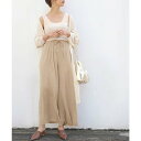 コカ coca カットオフ細リブワイドパンツ (Beige)