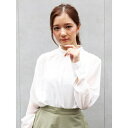 ECLIN バックドットストライプシャツ ホワイト